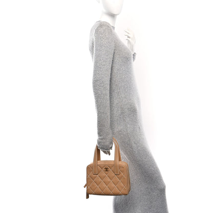 Chanel Calfskin Wild Stitch Small Vertical Top Handle Bag Beige 2 of 11