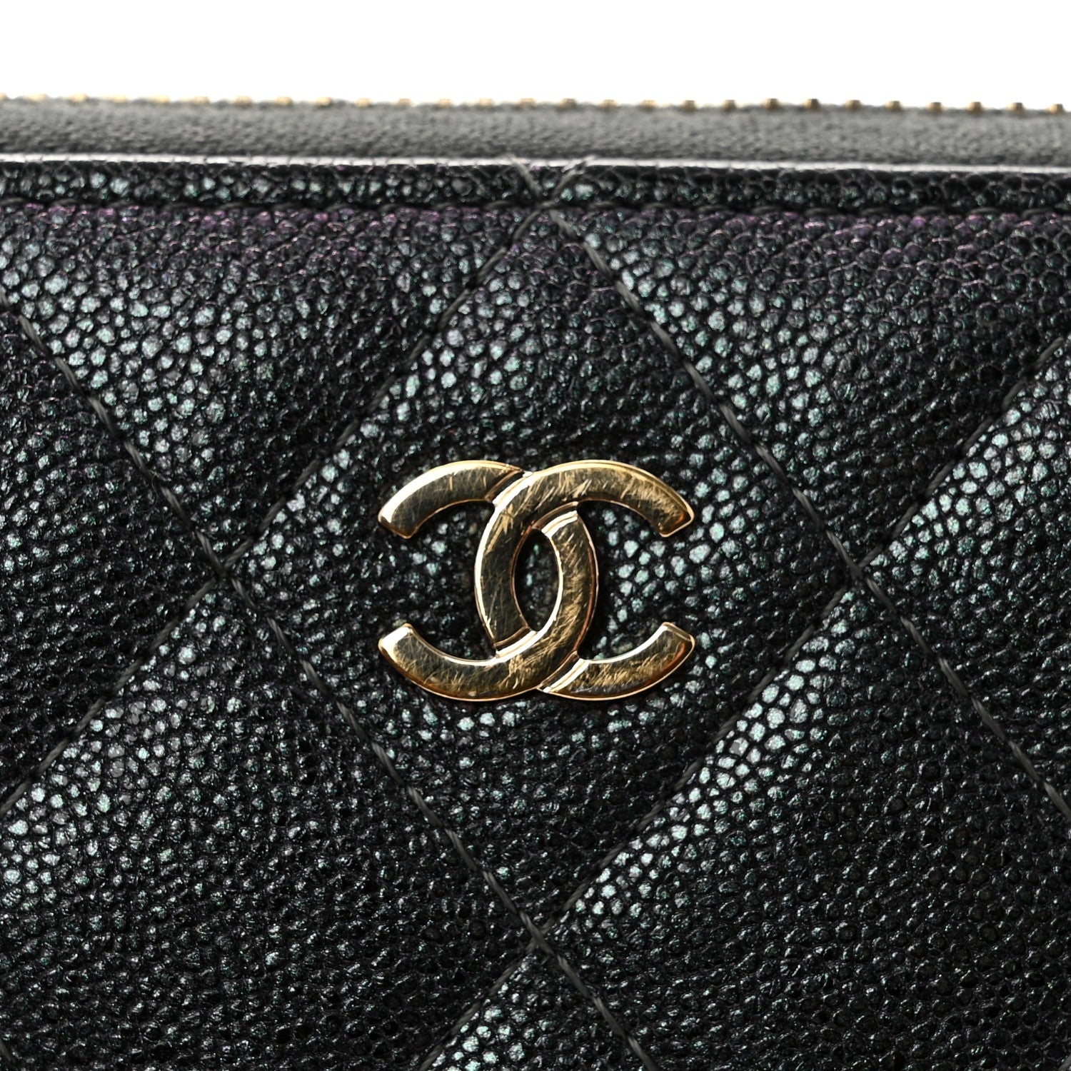 Chanel Iridescent Caviar Quilted Large Zip Around Organizer Wallet Black 9 of 12