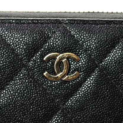 Chanel Iridescent Caviar Quilted Large Zip Around Organizer Wallet Black 9 of 12
