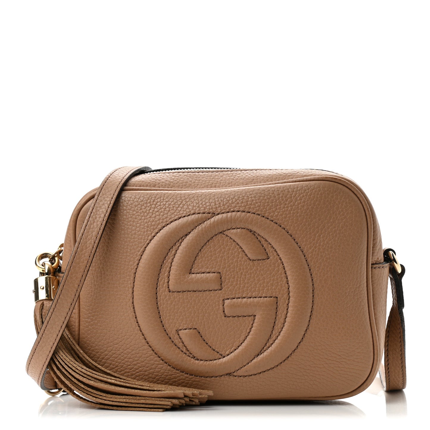 Pebbled Calfskin Small Soho Disco Bag Camelia