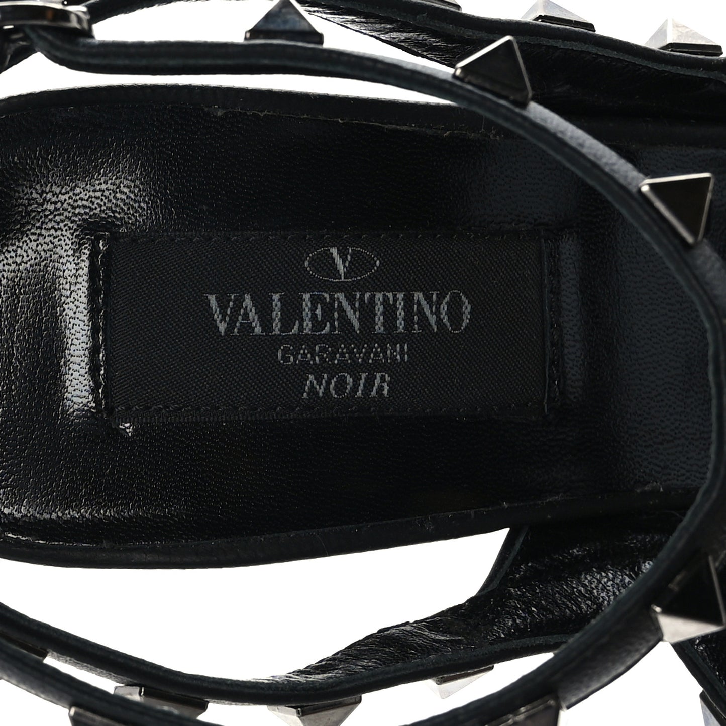 Calfskin Nappa Rockstud Ankle Strap 100mm Pumps 39.5 Black