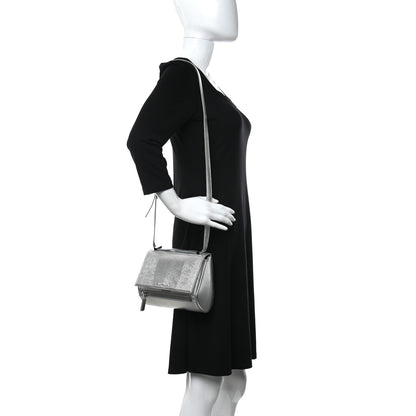 Givenchy Metallic Calfskin Lizard Embossed Mini Pandora Box Crossbody Bag Silver 2 of 14