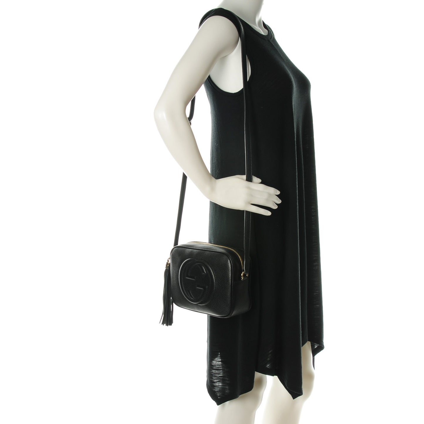 Pebbled Calfskin Small Soho Disco Bag Black