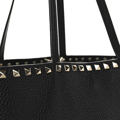 Valentino Garavani Grained Calfskin Rockstud Shoulder Tote Black 10 of 11
