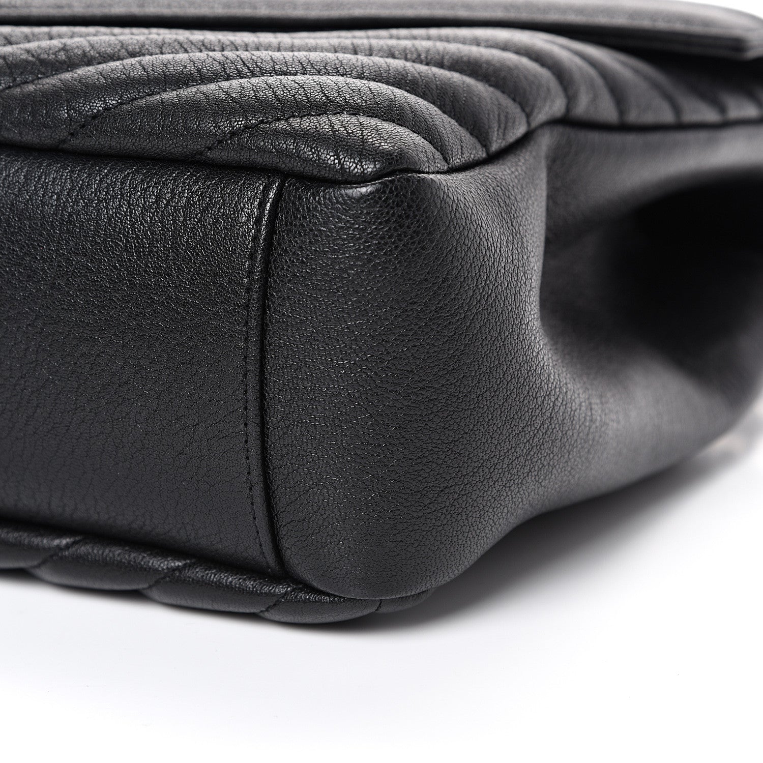 Saint Laurent Sheepskin Matelasse Chevron Monogram Large College Satchel Black 9 of 10