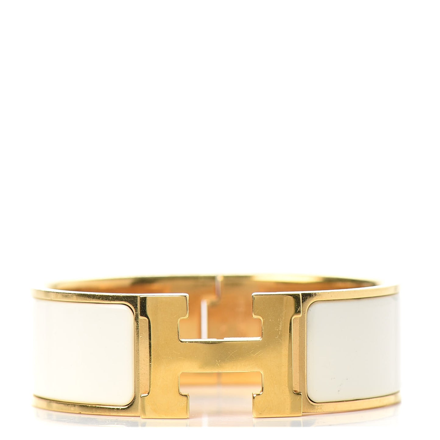 Enamel Wide Clic Clac H Bracelet PM White