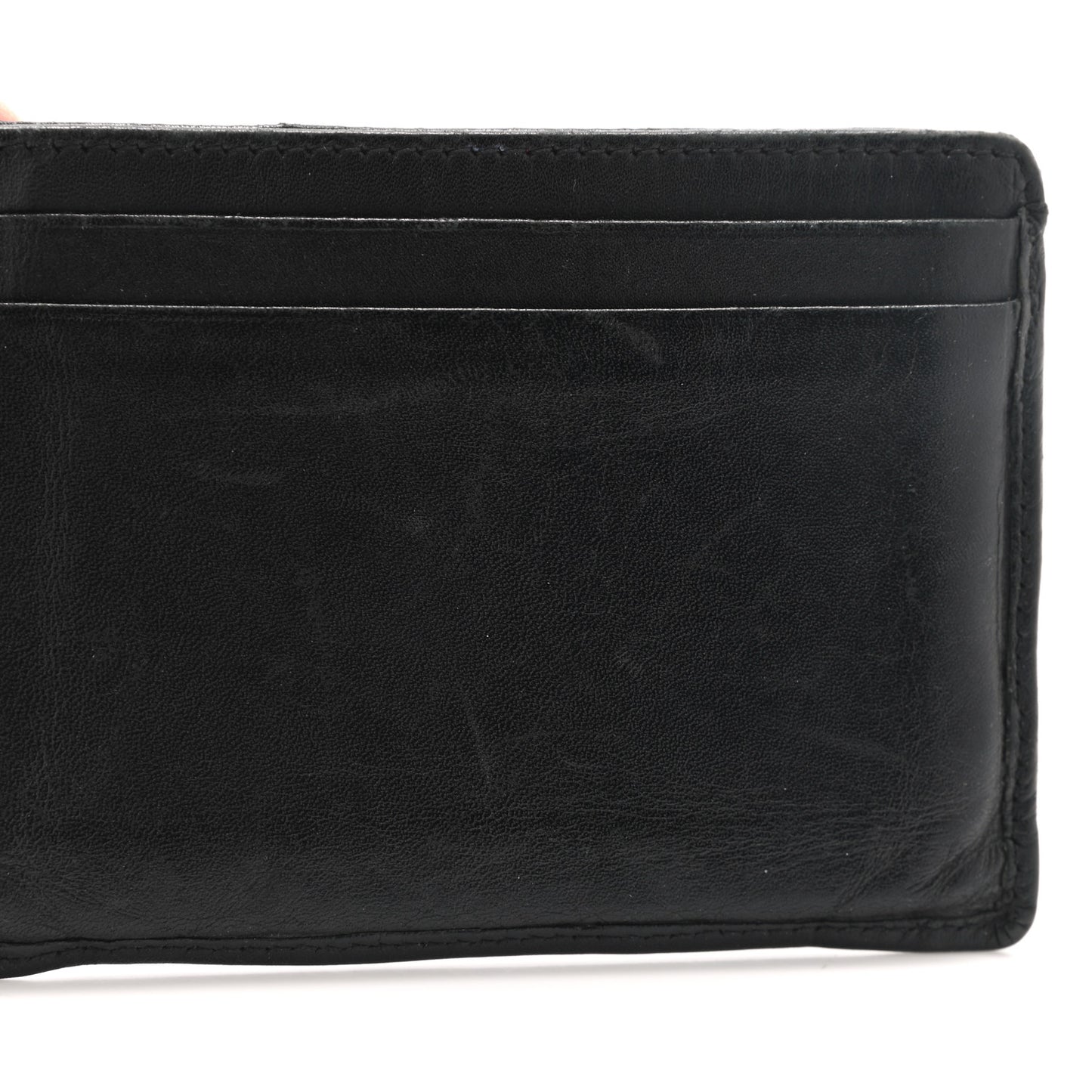 Calfskin Quilted Cambon Card Holder Black