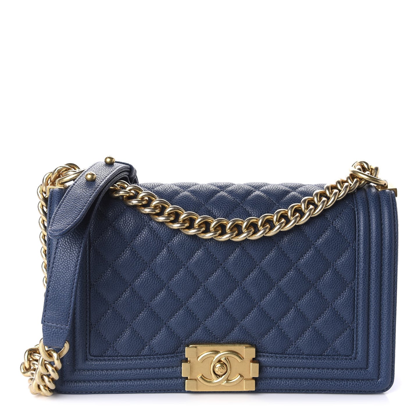 Caviar Quilted Medium Boy Flap Blue