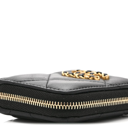 Chanel Lambskin Quilted Chanel 19 Vertical Zip Card Holder Wallet Black 10 of 11