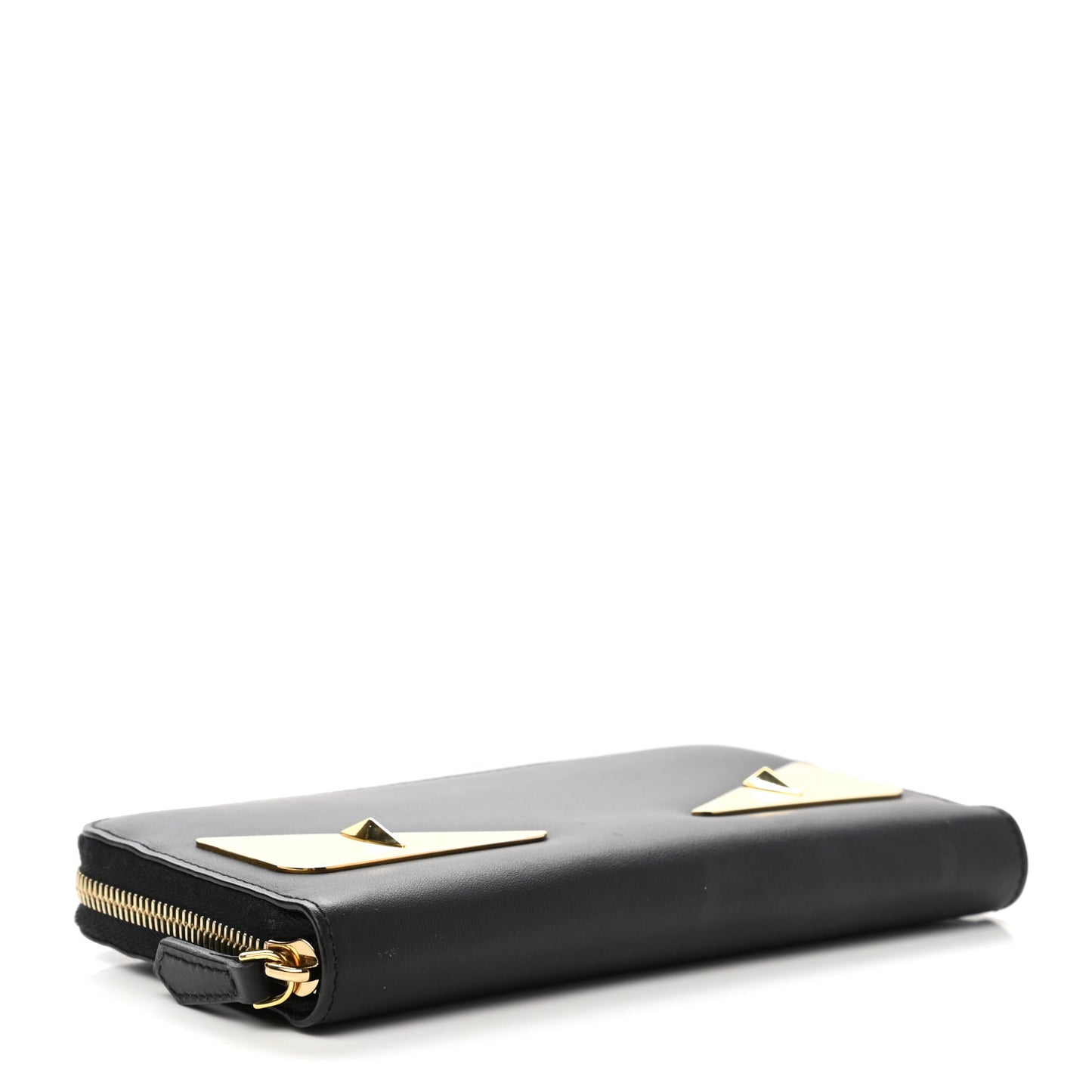 Vitello Century Metal Monster Eyes Zip Around Wallet Black