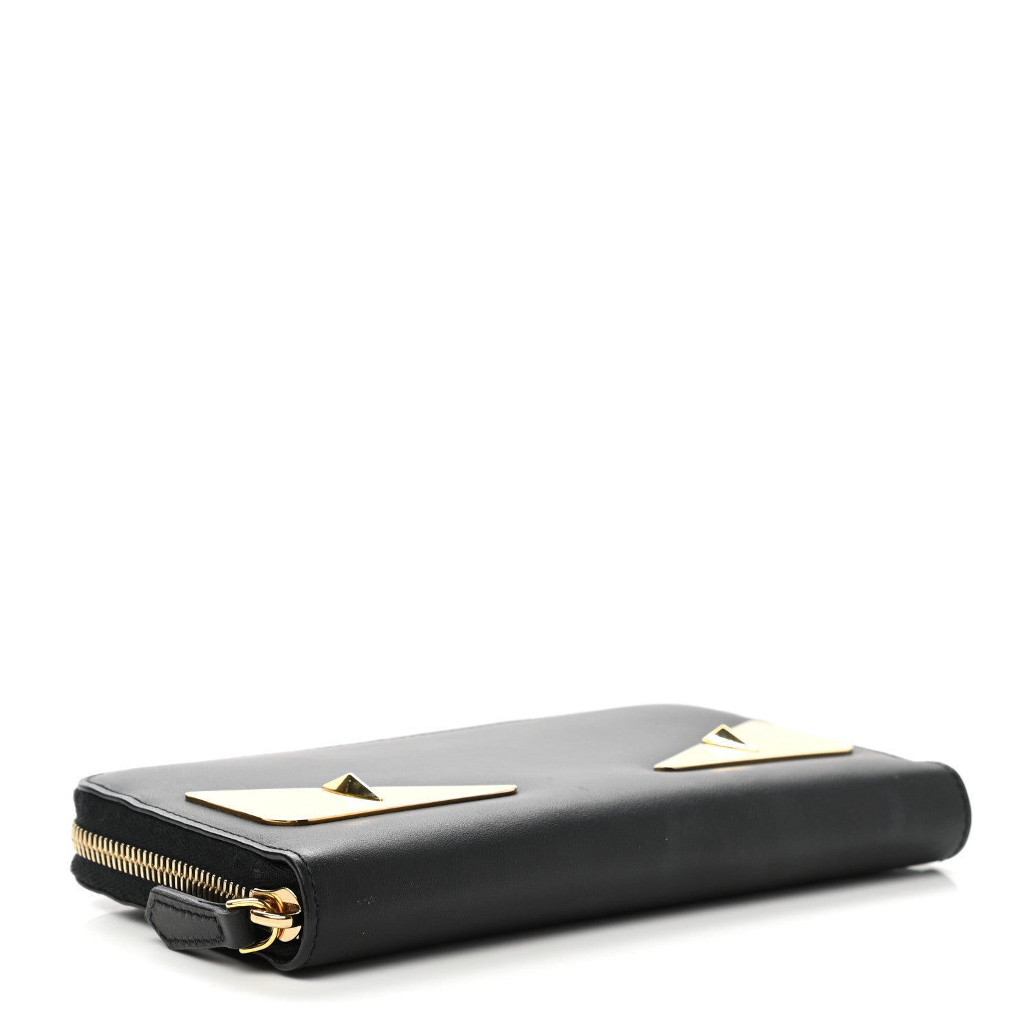 Fendi Vitello Century Metal Monster Eyes Zip Around Wallet Black 4 of 7