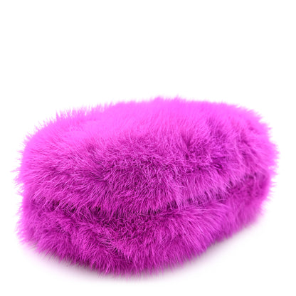 Alexander McQueen Mink Fur Britannia Skull Box Clutch Fuchsia 4 of 9