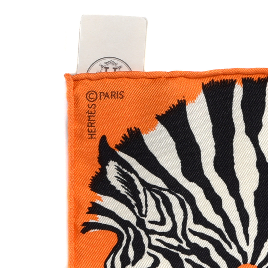 Hermes Silk Carre Zebra Pegasus Nano Scarf 20 Orange Vif Black 5 of 10