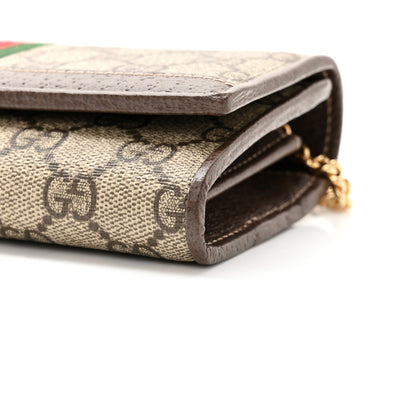 Gucci GG Supreme Monogram Web Ophidia Wallet On Chain Brown 10 of 11