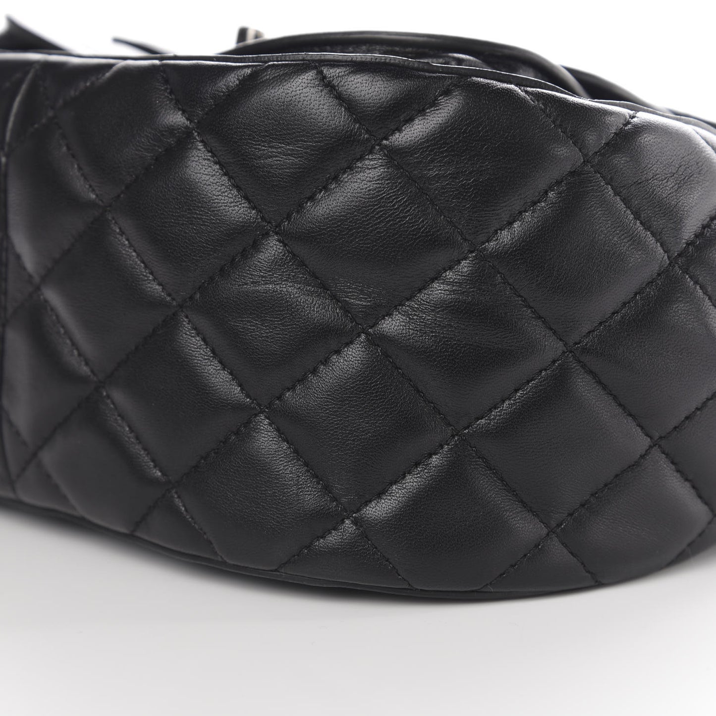 Lambskin Quilted Messenger Flap Black