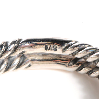 David Yurman Sterling Silver Pave Diamond Pearl Cable Ring 6 5 of 6