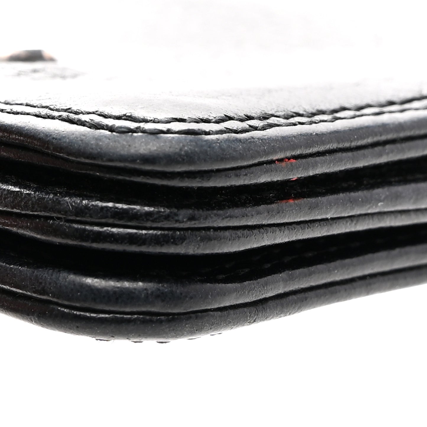 Grained Calfskin Grommet Card Holder Black
