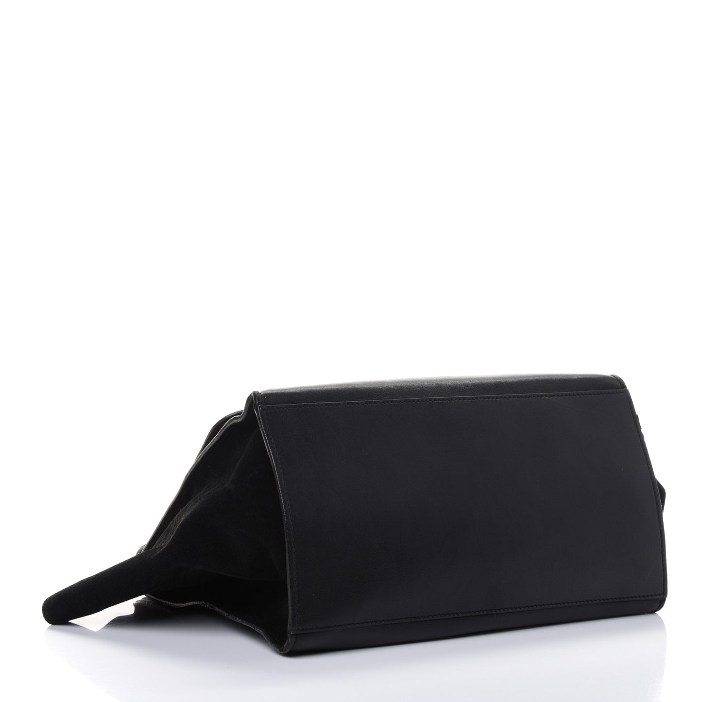 Crocodile Embossed Calfskin Suede Medium Trapeze Black