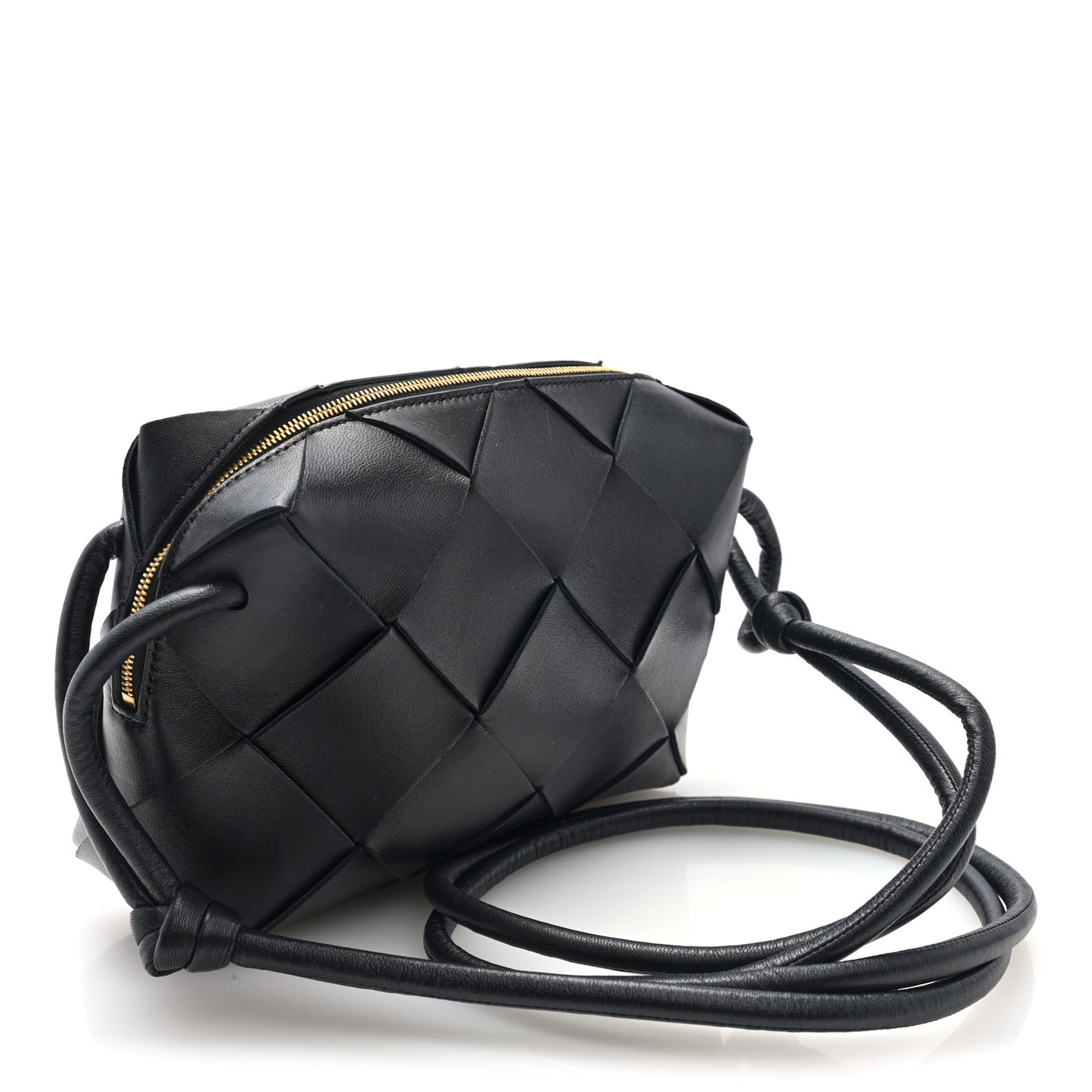 Lambskin Maxi Intrecciato Small Cassette Camera Bag Black