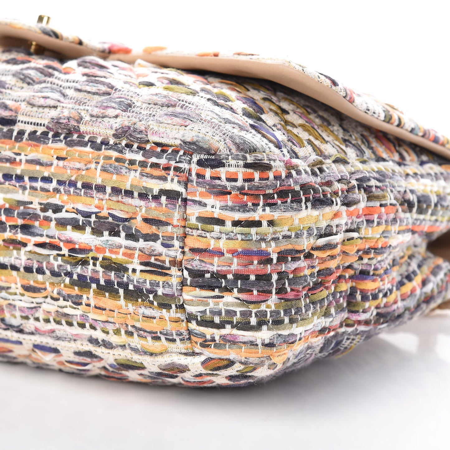 Tweed Quilted Cuba Single Flap Ecru Orange Lilac