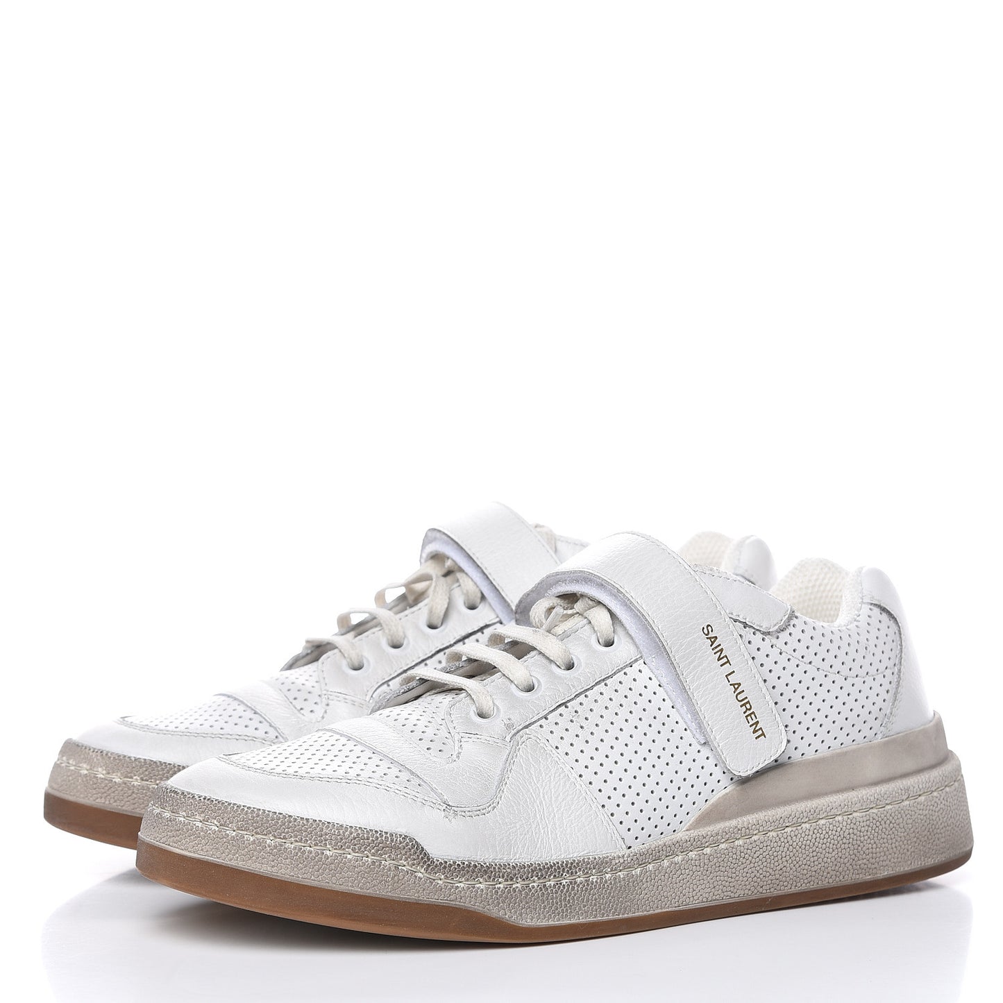 Calfskin Perforated Mens SL24 Sneakers 41 White