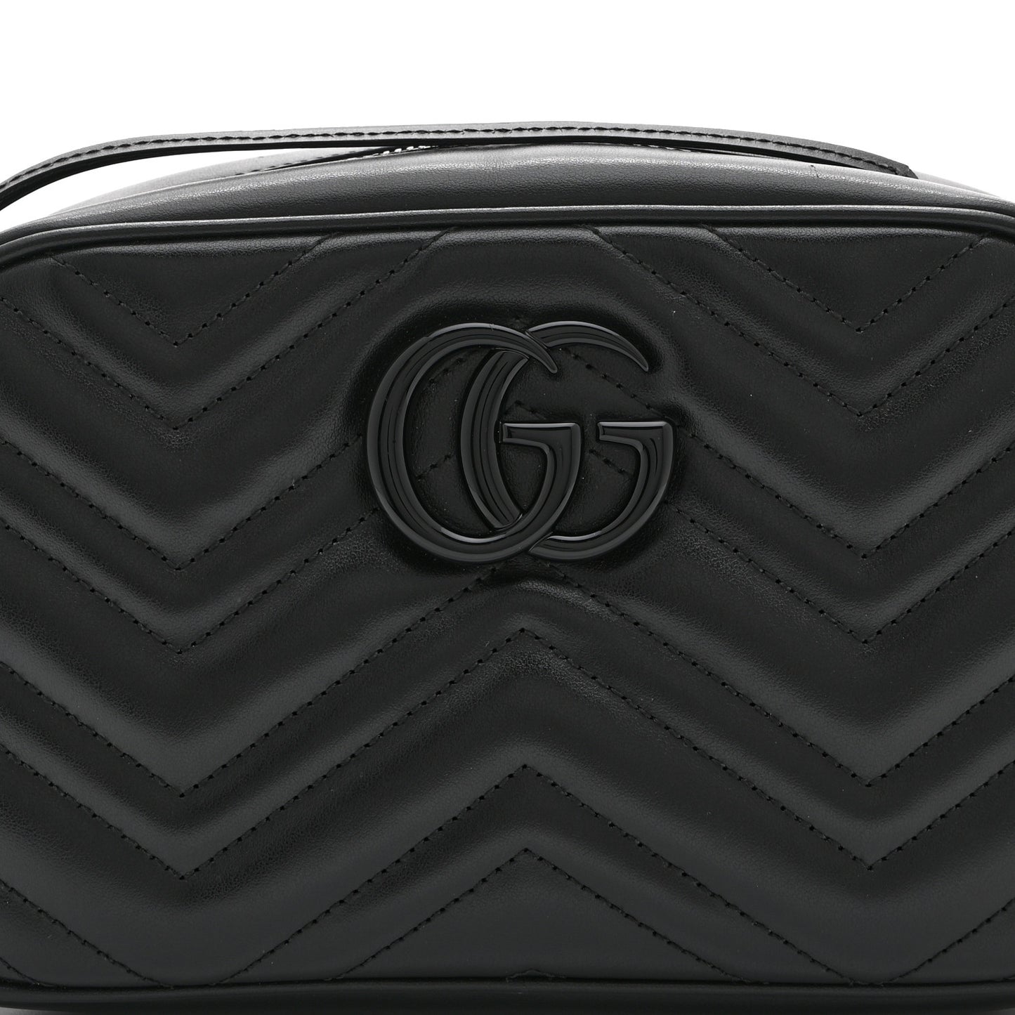 Calfskin Matelasse Monochrome Small GG Marmont Chain Shoulder Bag Black