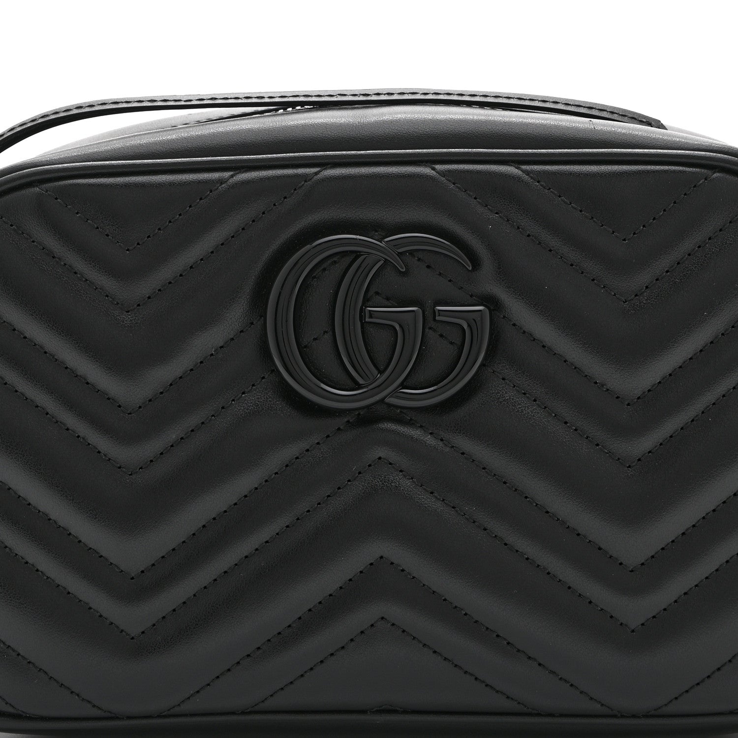 Gucci Calfskin Matelasse Monochrome Small GG Marmont Chain Shoulder Bag Black 8 of 10