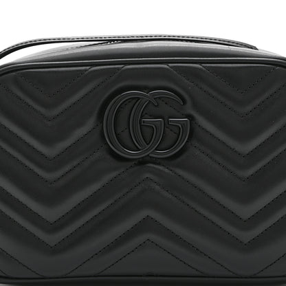 Gucci Calfskin Matelasse Monochrome Small GG Marmont Chain Shoulder Bag Black 8 of 10