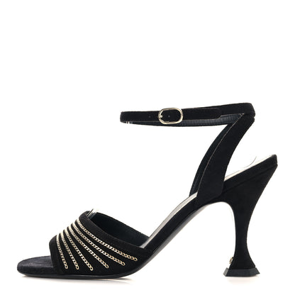 Chanel Suede Kidskin Chain Sandals  36 Black 1 of 10