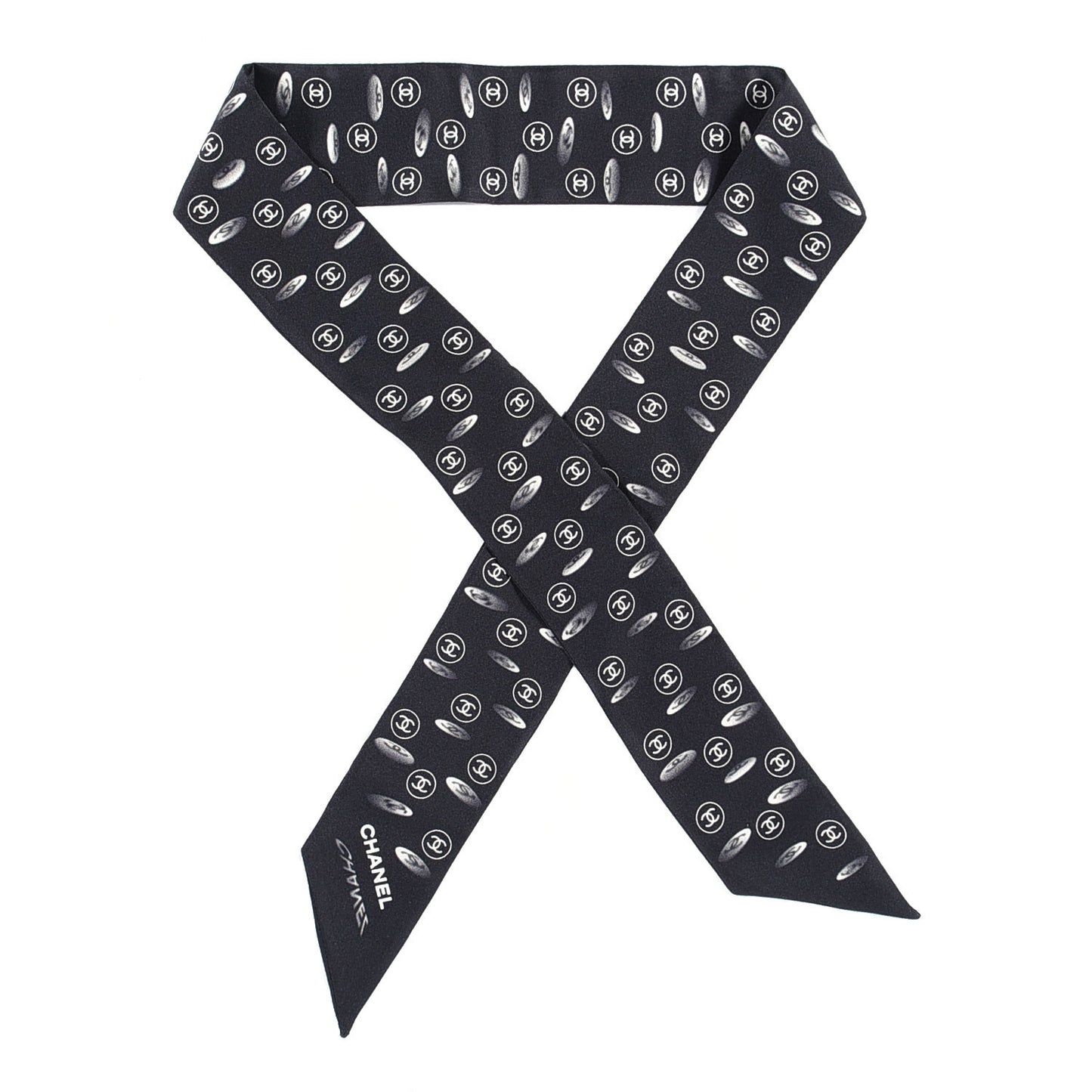 Silk CC Slim Bandeau Scarf Black