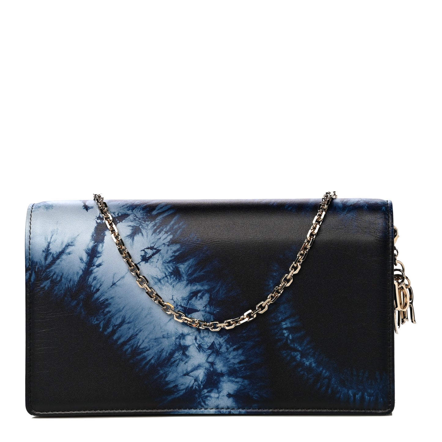 Calfskin Tie Dye Wallet On Chain Blue