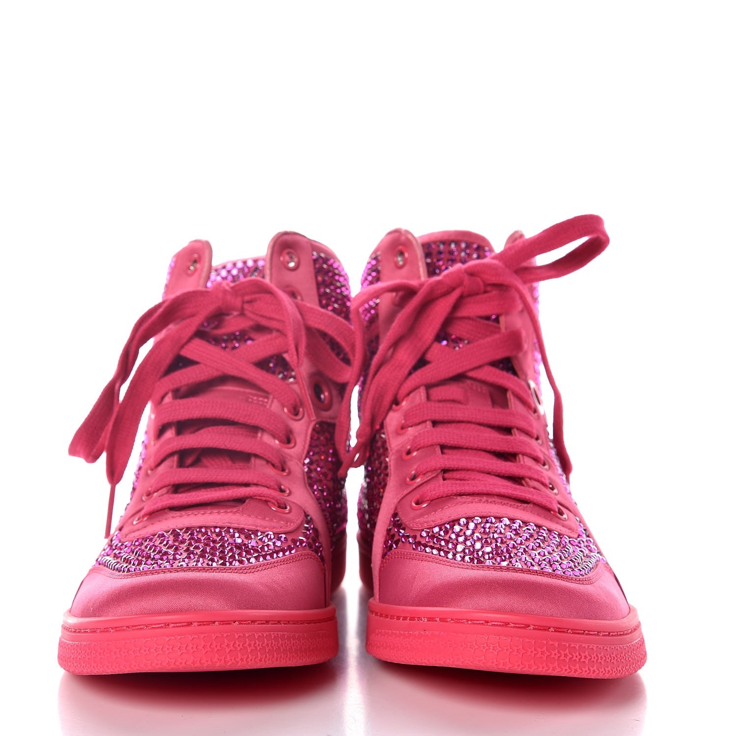 Gucci Satin Crystal High Top Sneakers 39 Pink 2 of 7
