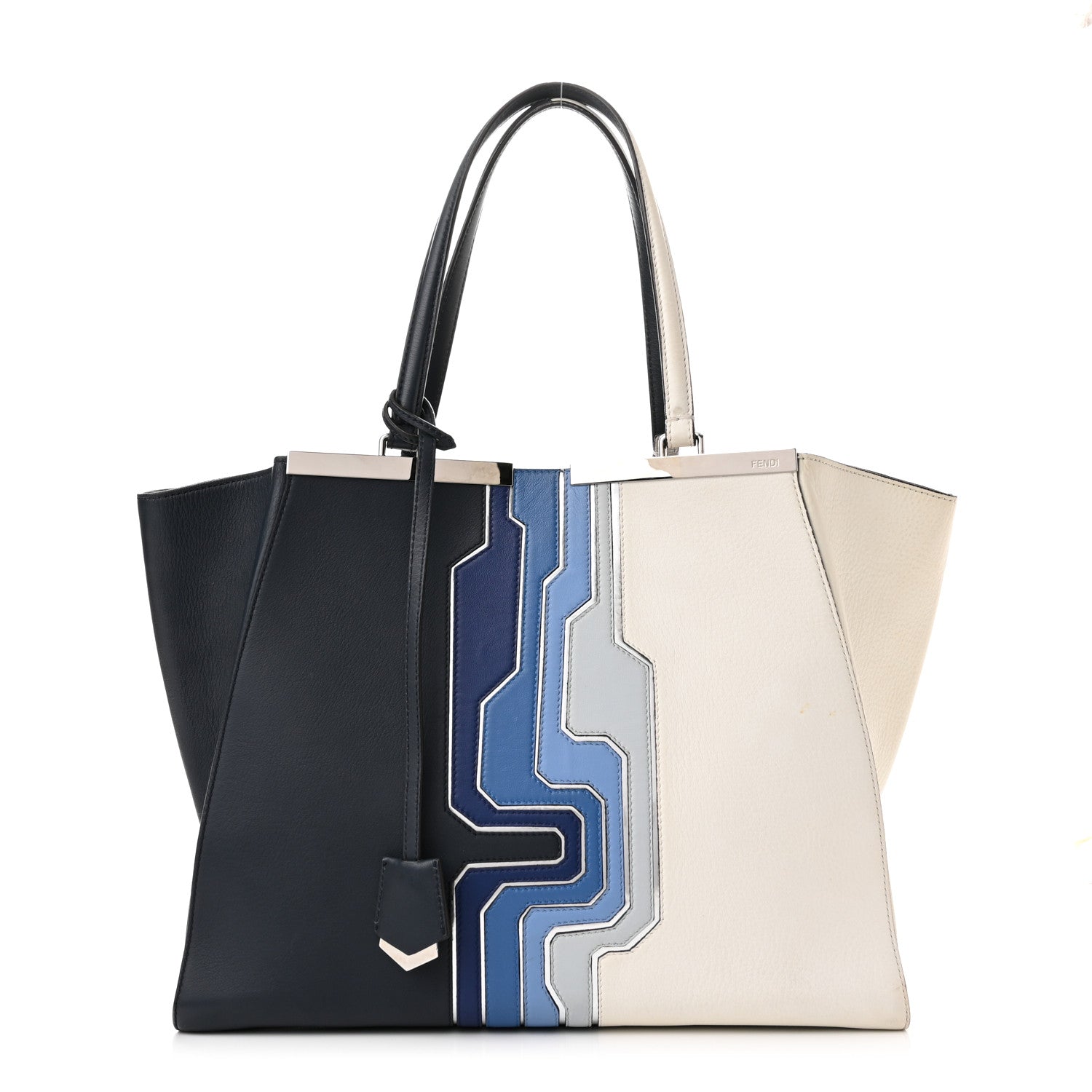 Fendi Vitello Circuit Inlay Large 3Jours Tote Blue Multicolor 1 of 11