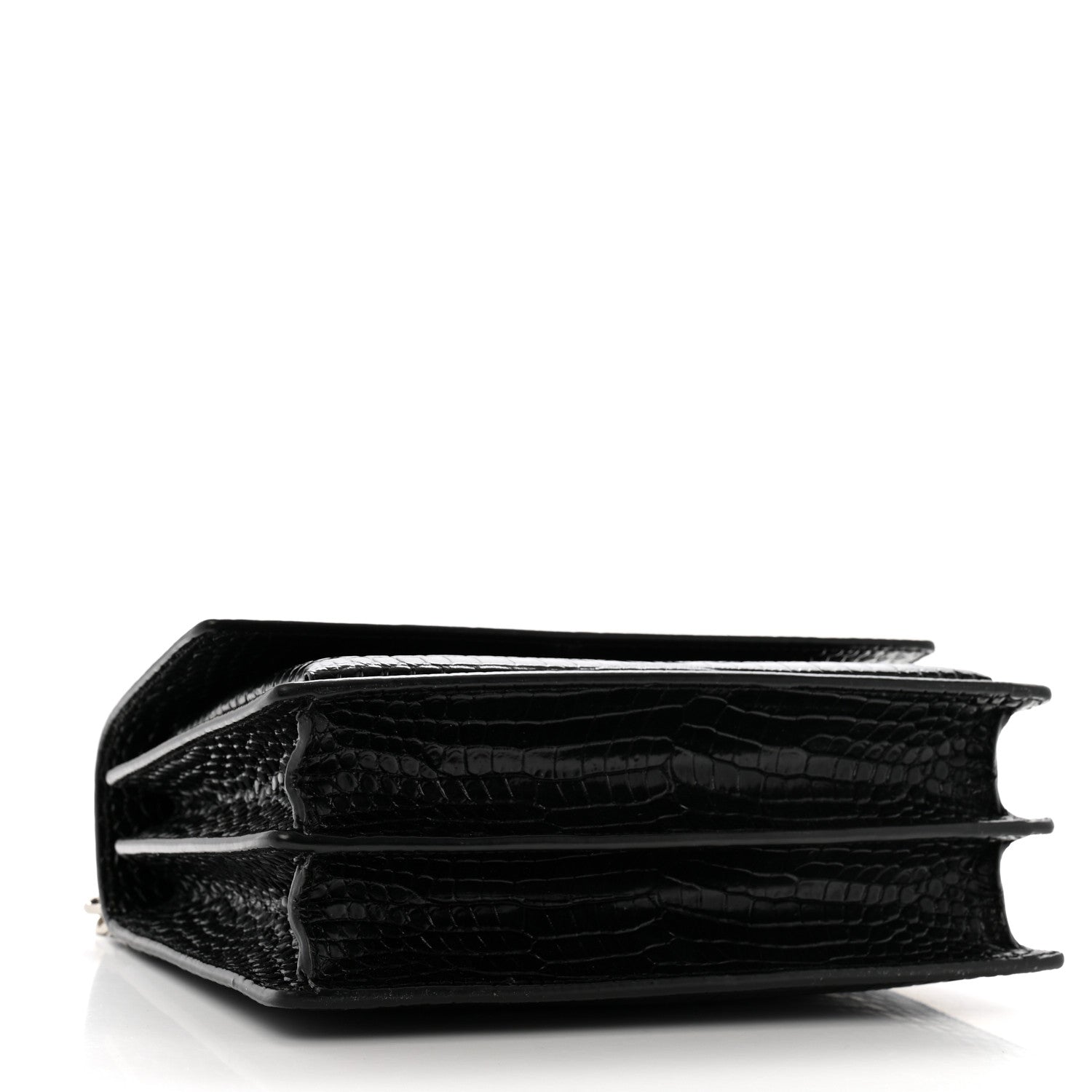 Saint Laurent Calfskin Crocodile Embossed Medium Monogram Sunset Black 4 of 12
