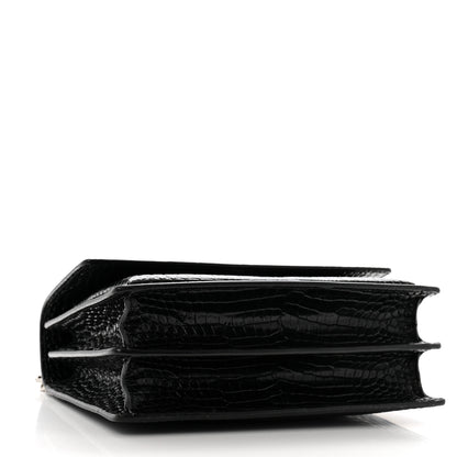Saint Laurent Calfskin Crocodile Embossed Medium Monogram Sunset Black 4 of 12
