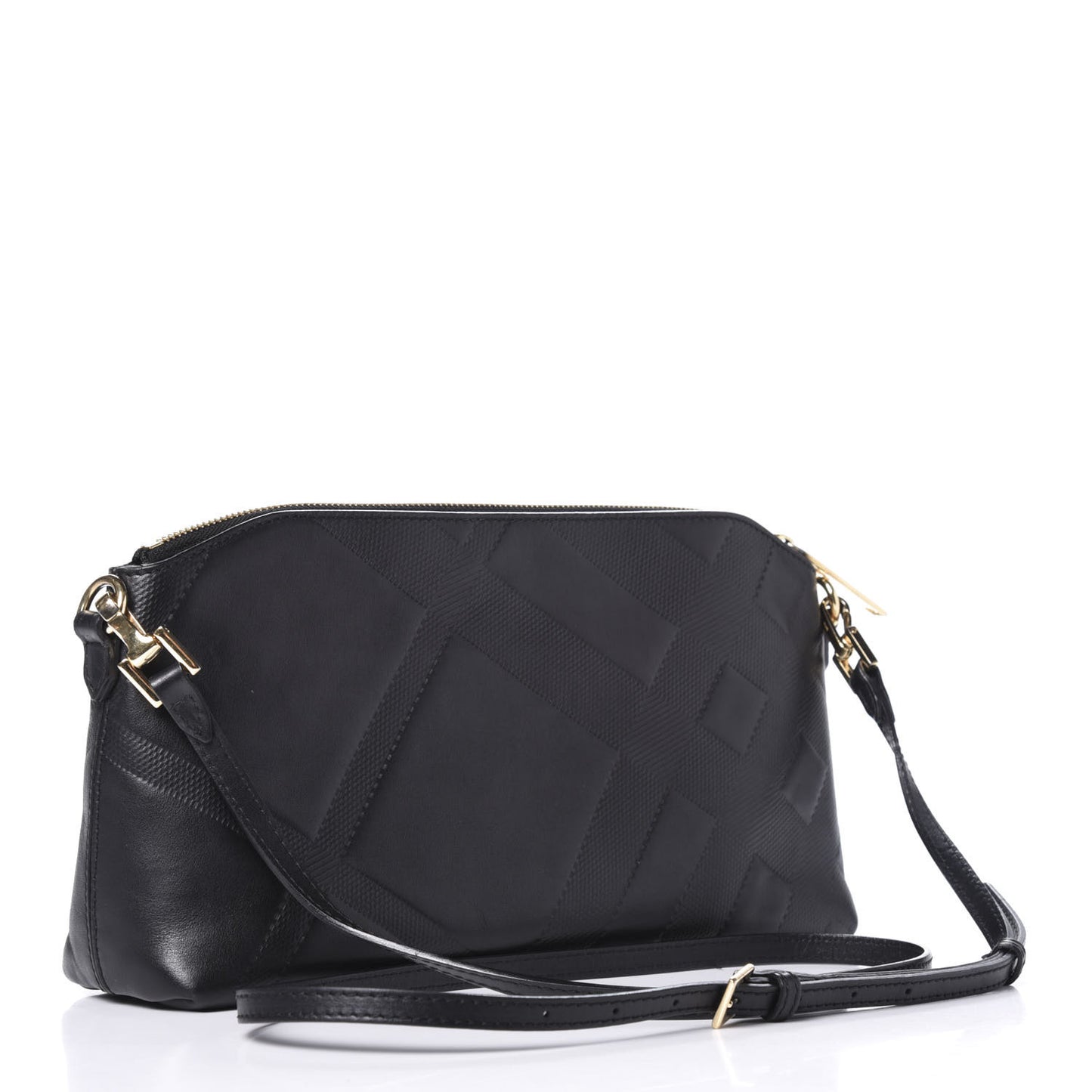 Calfskin Check Embossed Small Chichester Crossbody Clutch Bag Black