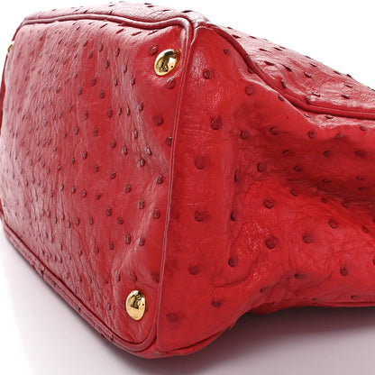 Prada Ostrich Large Galleria Double Zip Tote Fuoco 9 of 9