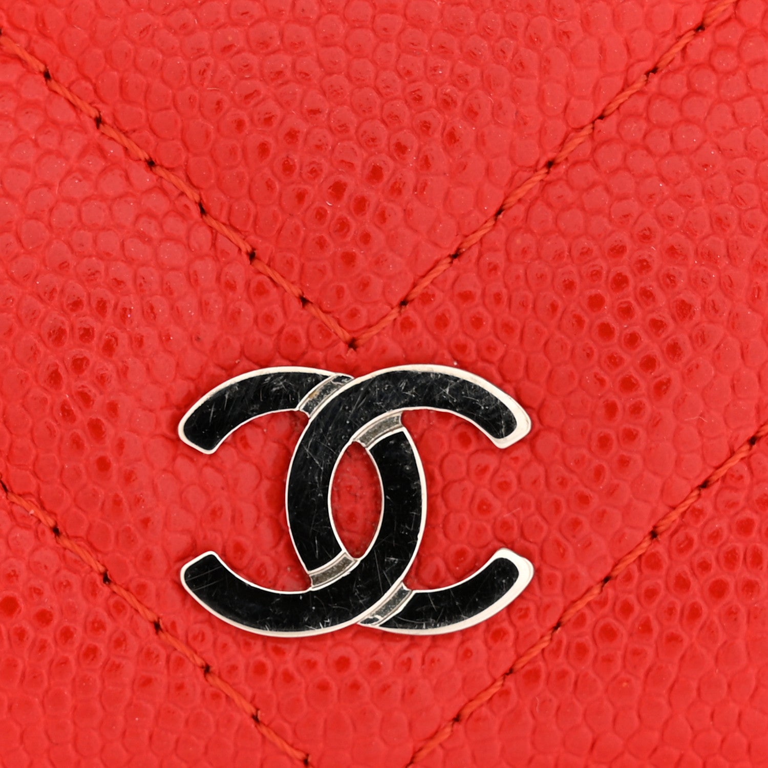 Chanel Caviar Chevron Quilted Passport Holder Red 9 of 9