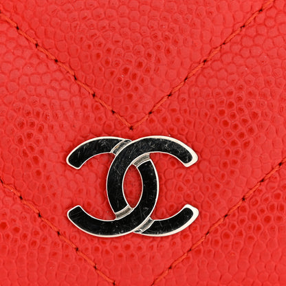 Chanel Caviar Chevron Quilted Passport Holder Red 9 of 9