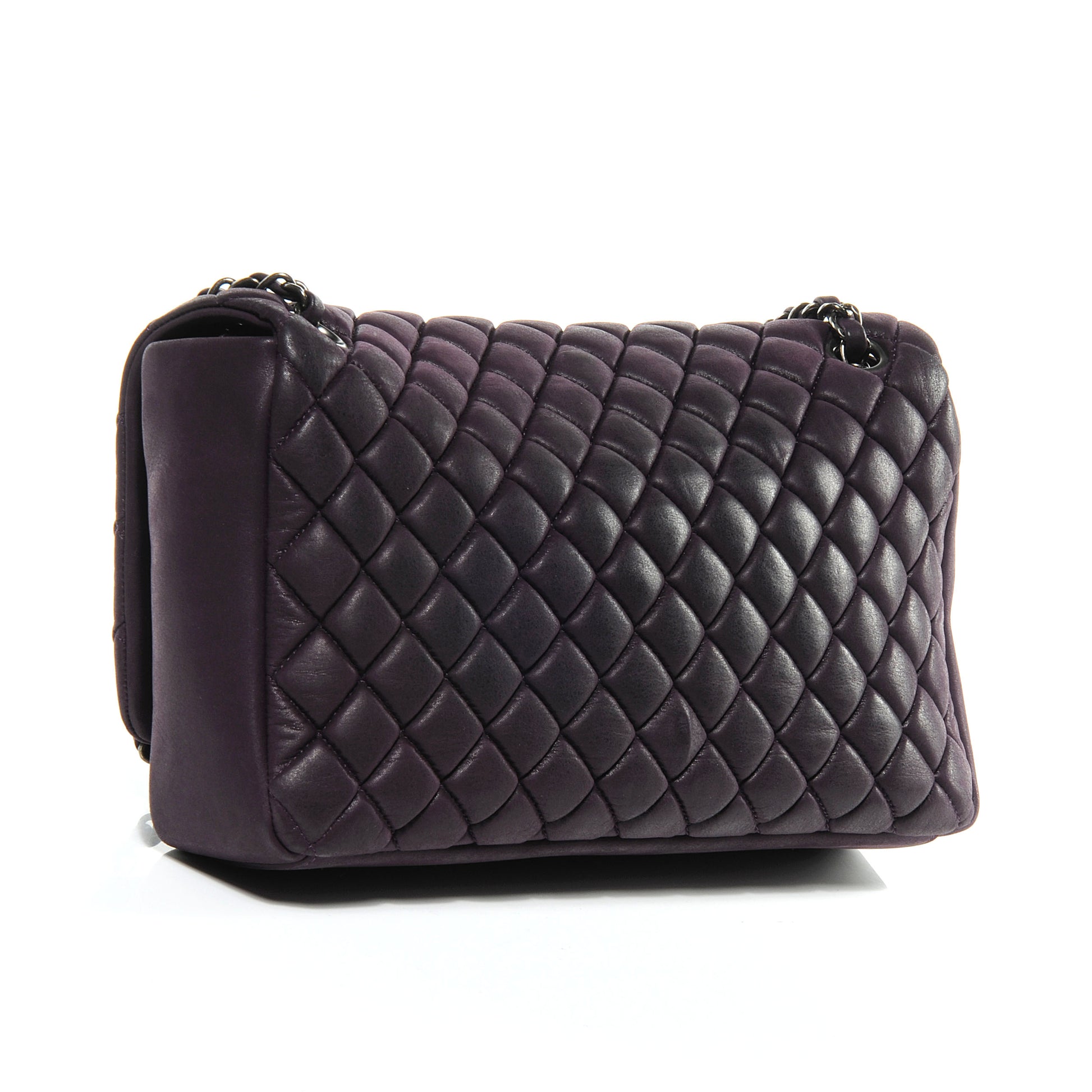 Chanel Iridescent Calfskin Quilted Large New Bubble Flap Plum 3 of 8