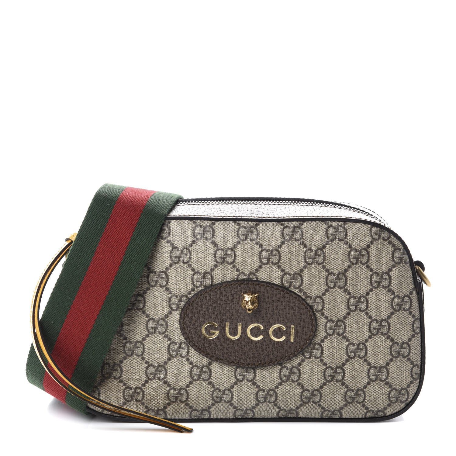 Gucci GG Supreme Monogram Web Neo Vintage Shoulder Bag Beige New Acero Crop 1 of 10