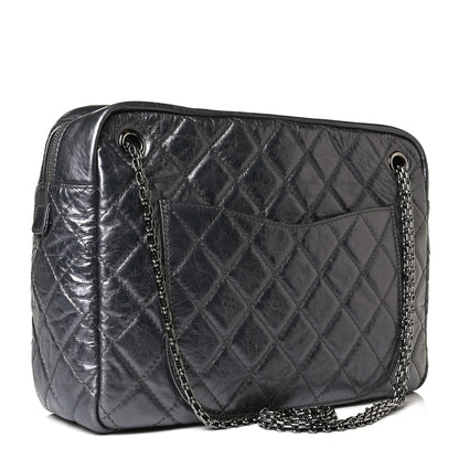 Chanel Metallic Aged Calfskin Quilted Large Reissue Camera Case Silver 3 of 12