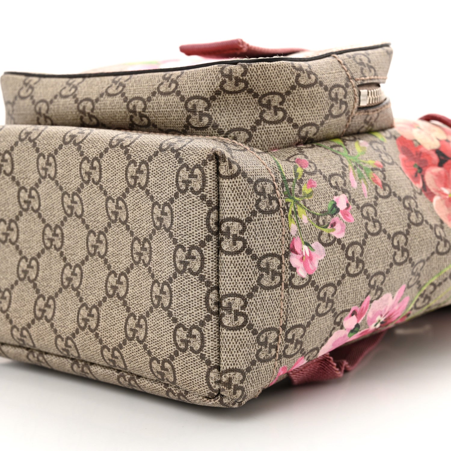 Gucci GG Supreme Monogram Blooms Small Single Buckle Backpack Beige Multicolor Dry Rose 10 of 13