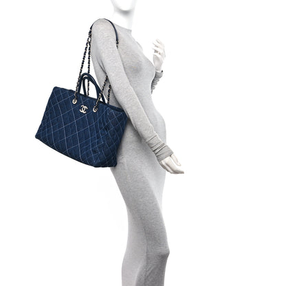 Chanel Denim Quilted Medium Coco Handle Shopping Tote Blue 2 of 12
