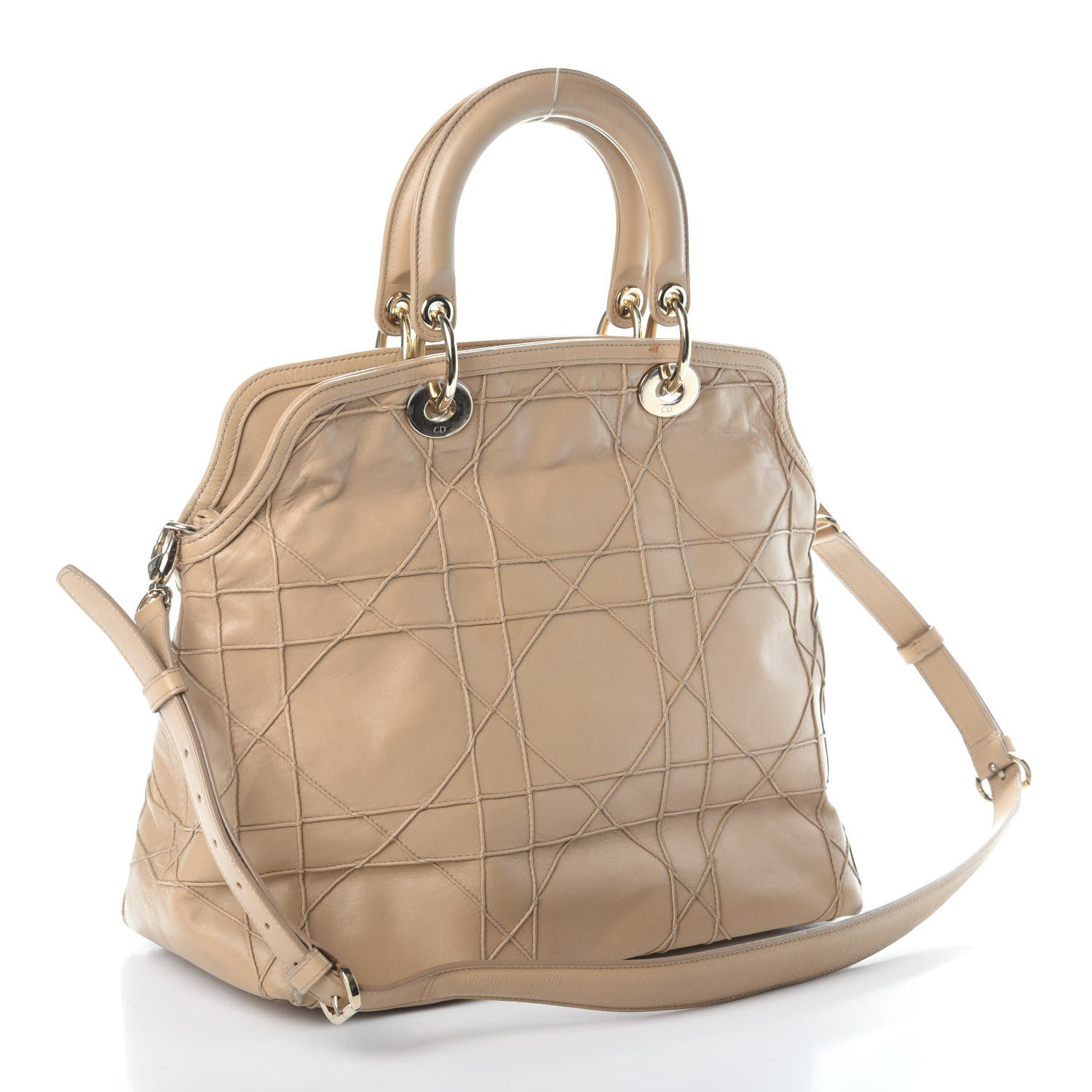 Christian Dior Lambskin Cannage Medium Granville Tote Beige 3 of 20