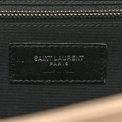 Saint Laurent Grain De Poudre Mixed Matelasse Large Triquilt Monogram Satchel Dark Beige 6 of 15