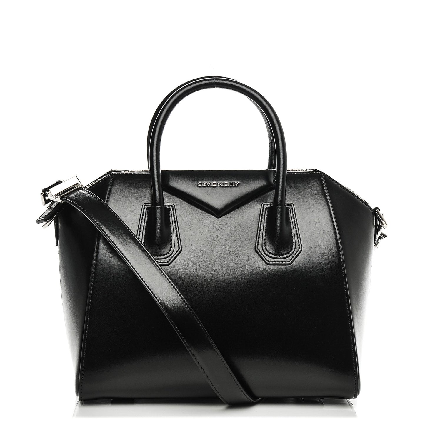 Shiny Lord Calfskin Small Antigona Black