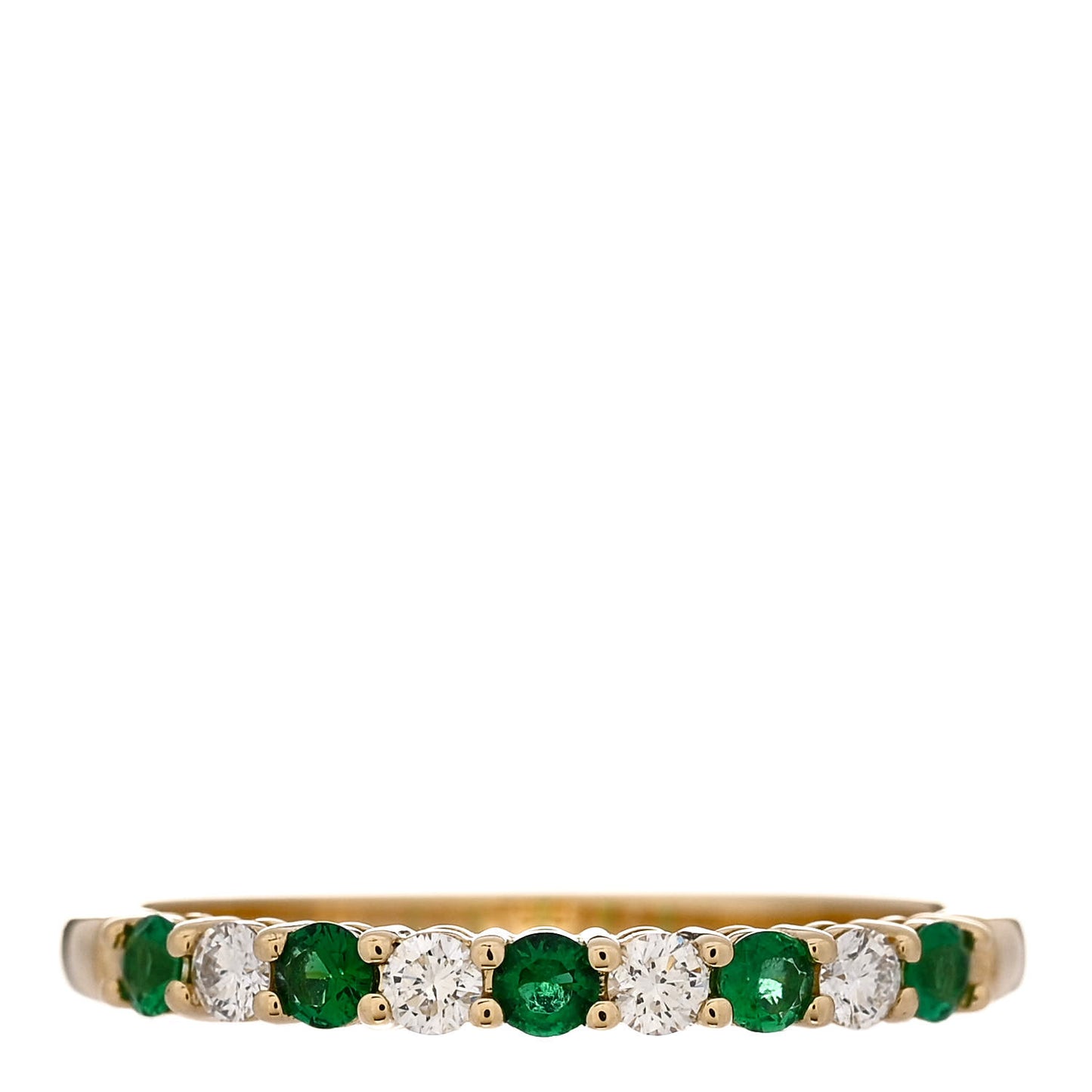 18K Yellow Gold Diamond Emerald Band Ring 52 6