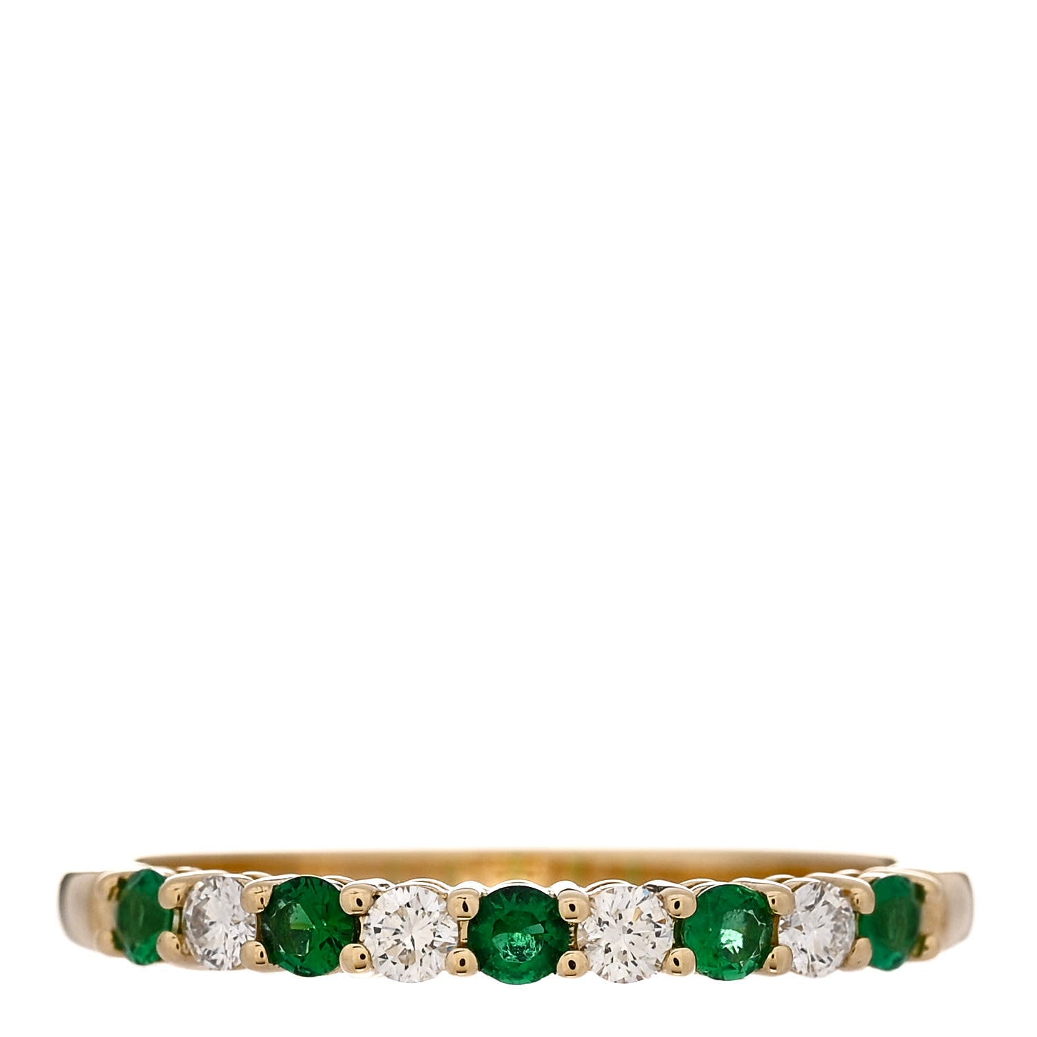 Tiffany 18K Yellow Gold Diamond Emerald Band Ring 52 6 1 of 5