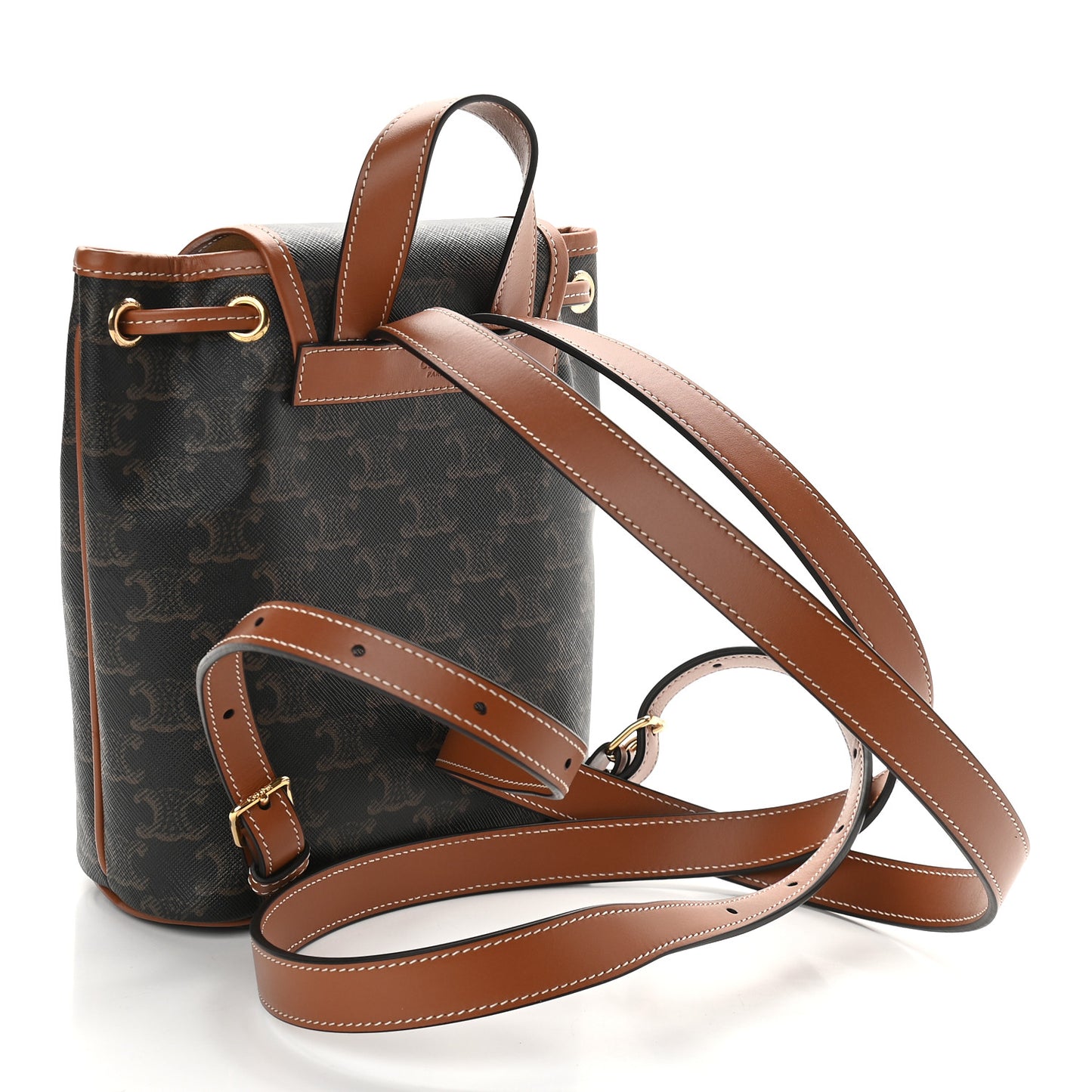 Triomphe Canvas Calfskin Mini Folco Backpack Tan